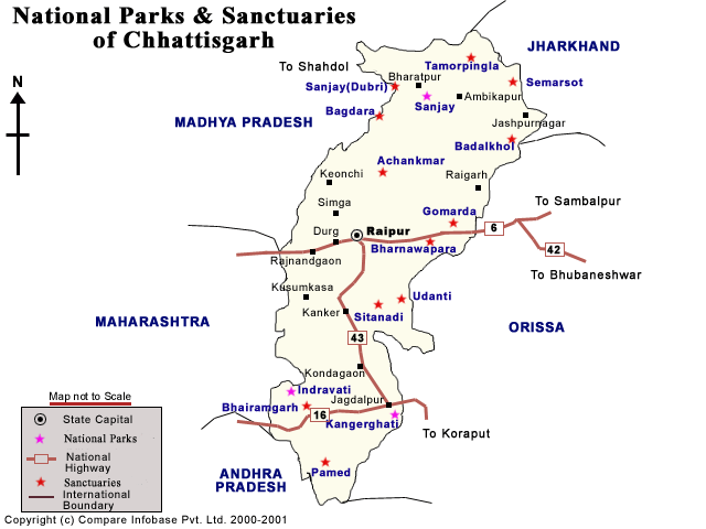 National Parks of Chhattisgarh Map
