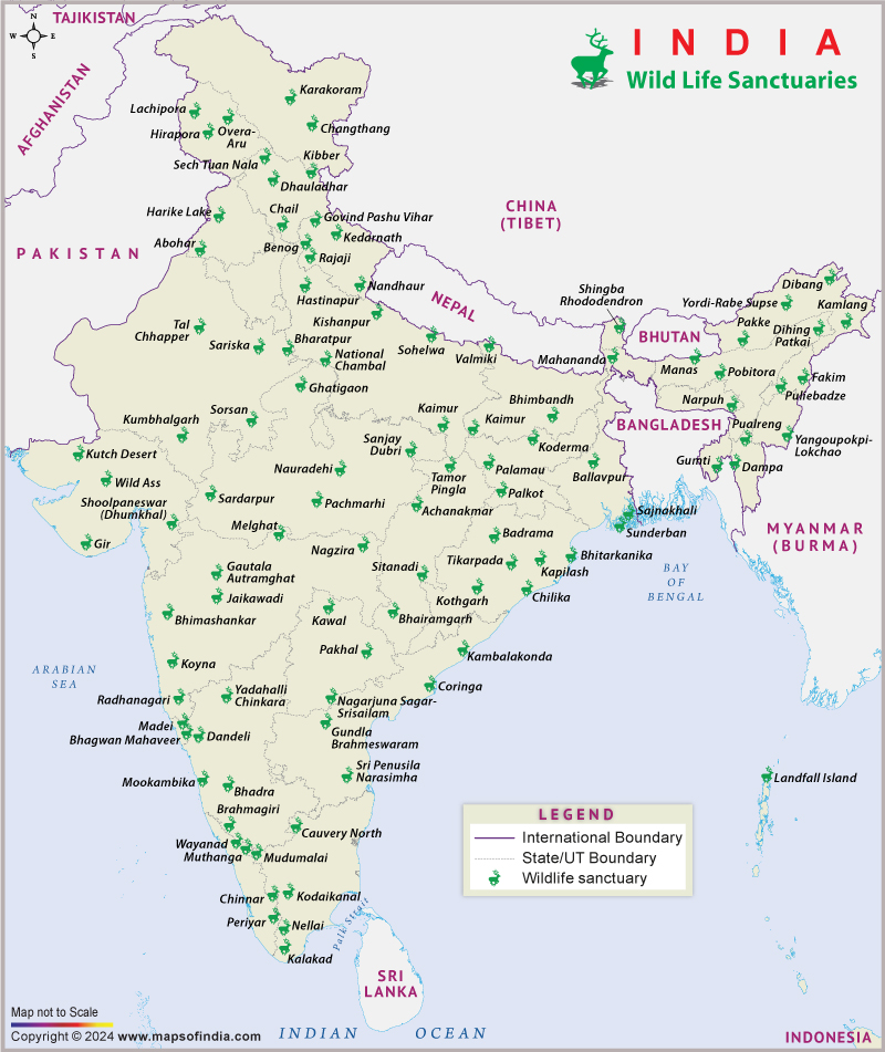 national parks in india map Wildlife Sanctuaries In India