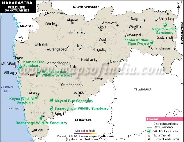 Maharashtra Wildlife Sanctuaries Map