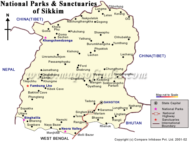 National Parks of Sikkim Map