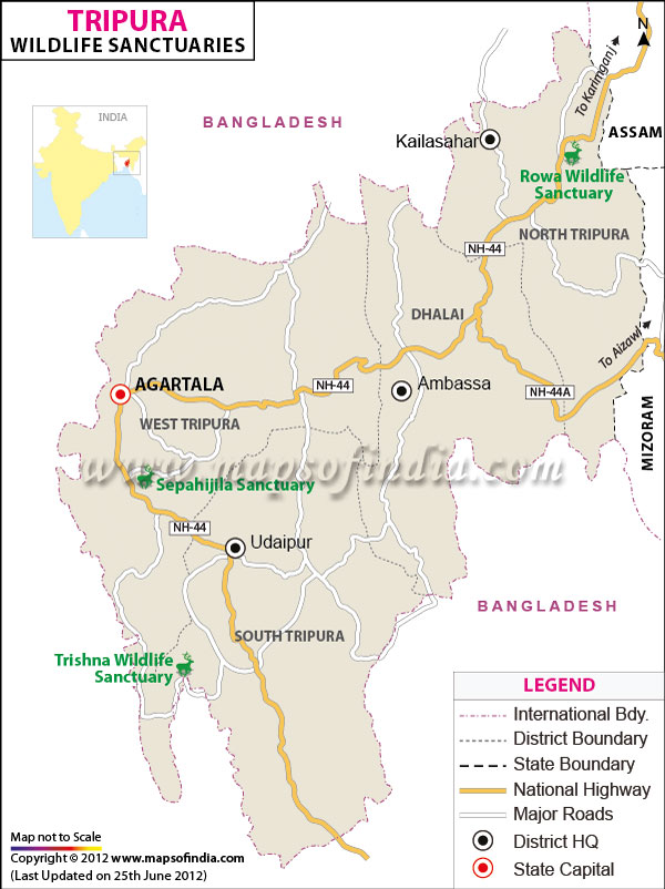 National Parks of Tripura Map