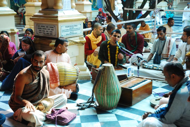 Devotee Chanting at ISKCON Temple Vrindavan