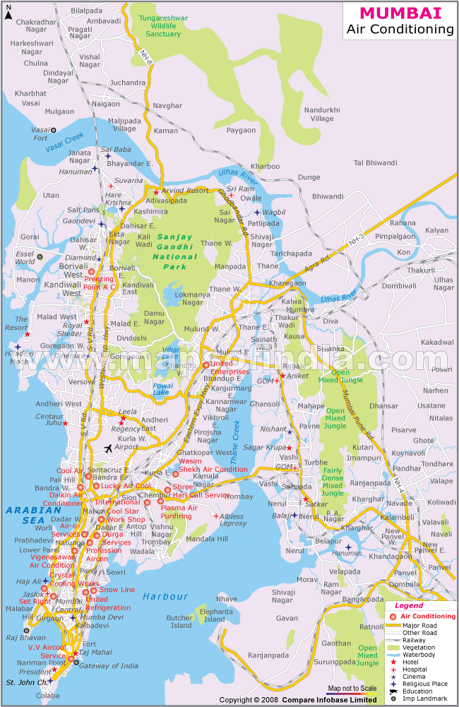 Air Conditioning Centres in Mumbai Map