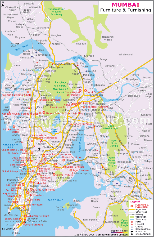 Furniture and Furnishing Stores Location Map