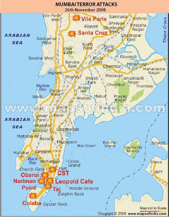 Mumbai Terror Attacks Locations Map