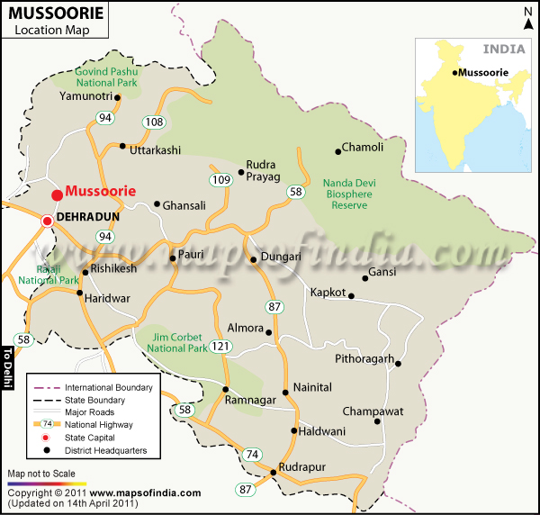 Mussoorie Location Map