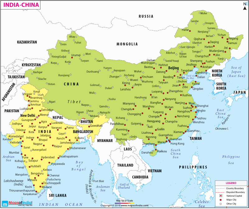 India China Map Map Of India And China
