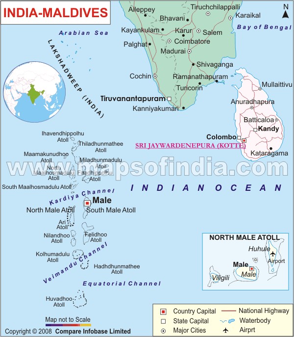 India Maldives Map