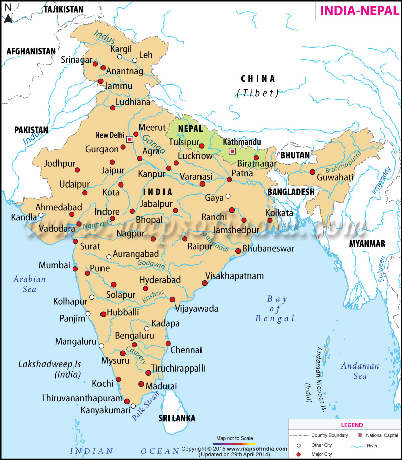 Map Of India And Nepal India Nepal Map