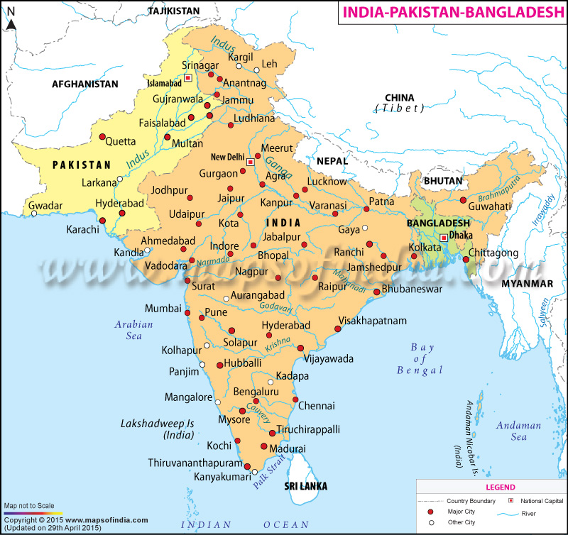 India Pakistan Bangladesh Sri Lanka Indian Subcontinent World Travel Map 