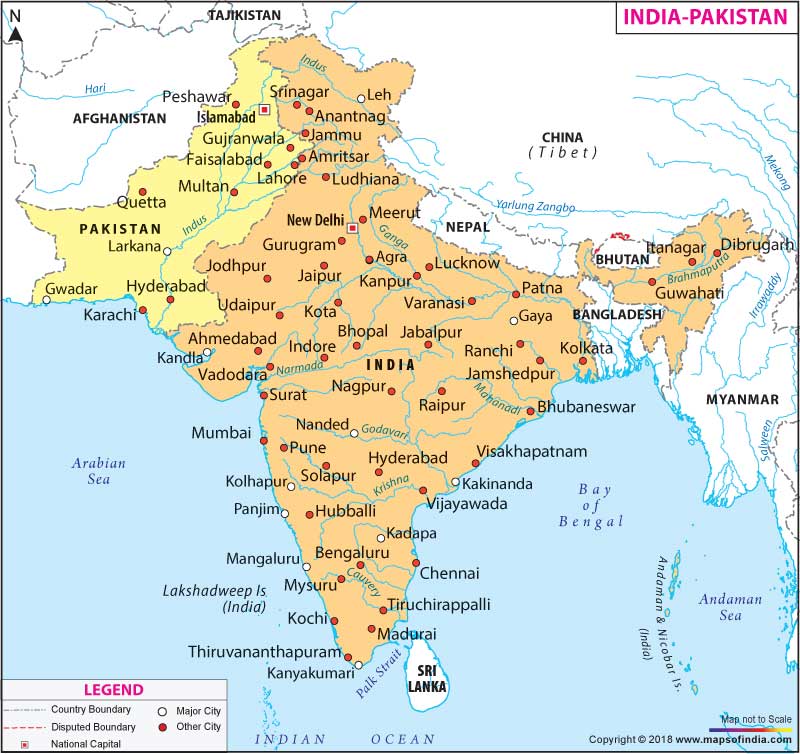 India Pakistan Map, Map of India and Pakistan