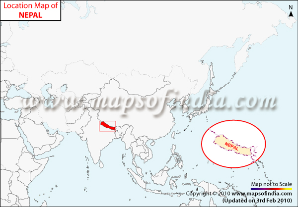 Location map of Nepal in Asia