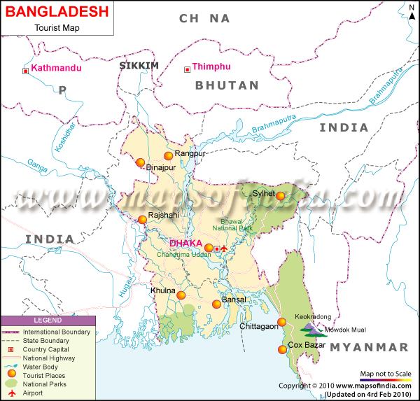 Tourist Map of Bangladesh