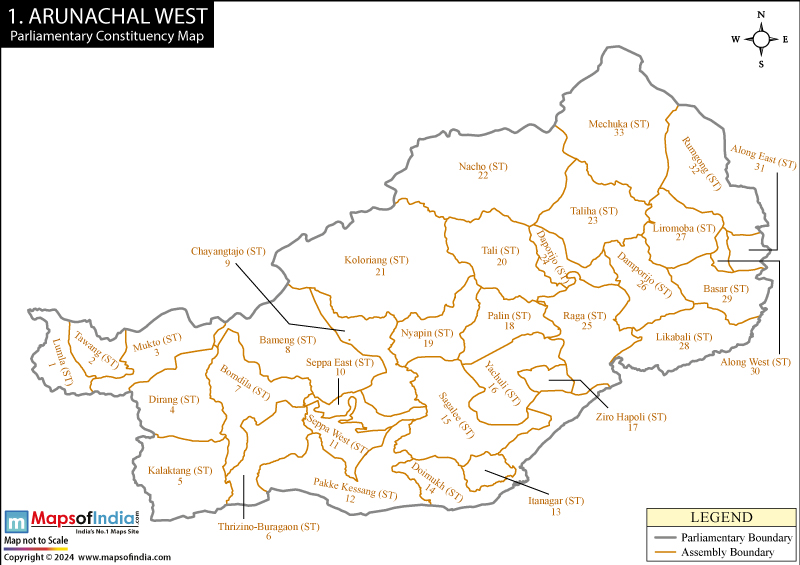 Map of Arunachal West Parliamentary Constituency
