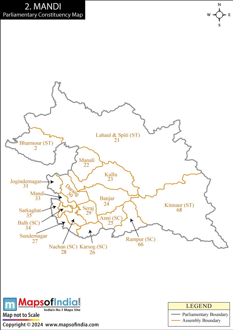 Mandi Parliamentary Constituency Map Mandi Parliamentary Constituency Map