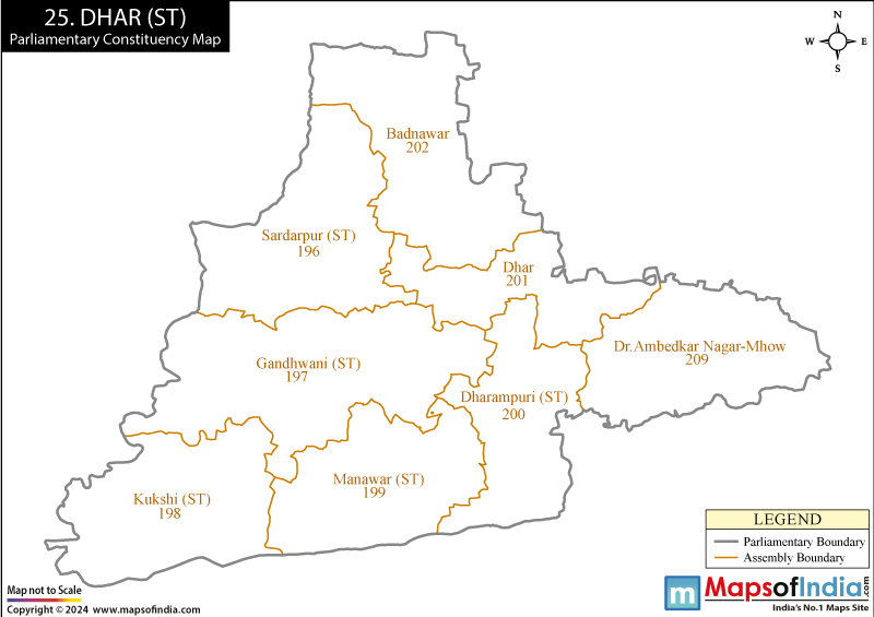 Map of Dhar Parliamentary Constituency