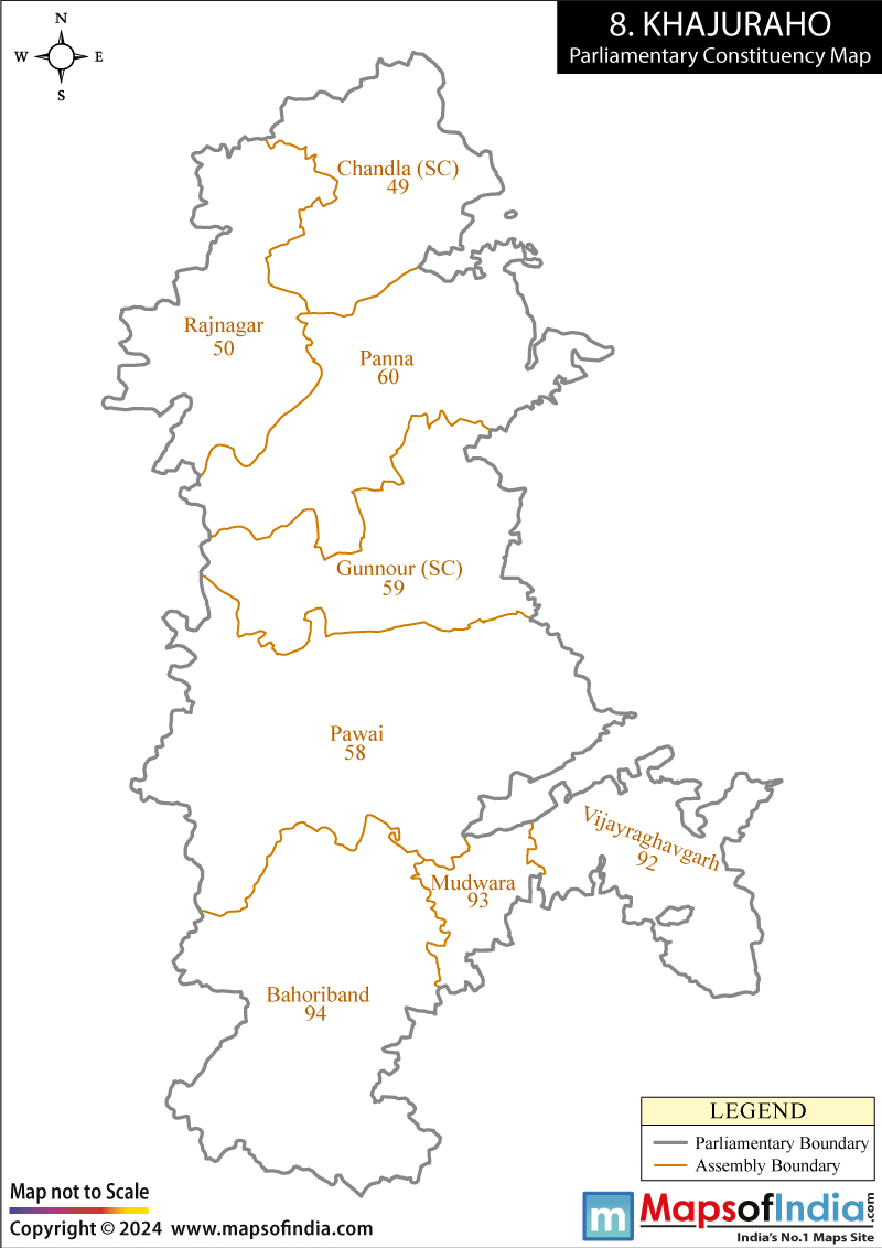 Map of Khajuraho Parliamentary Constituency