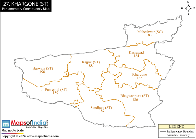 Map of Khargone Parliamentary Constituency