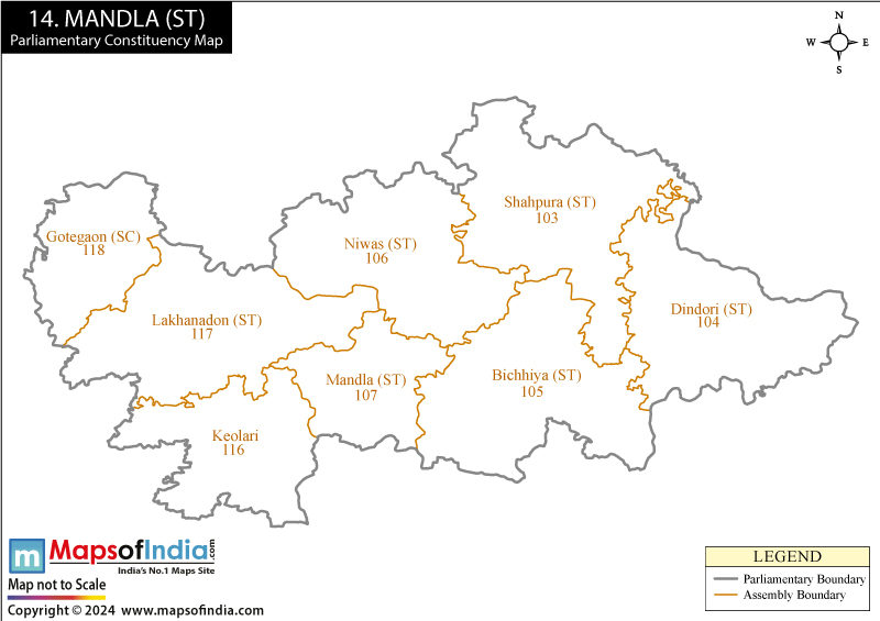 Map of Mandla Parliamentary Constituency