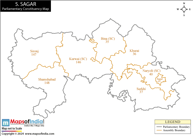 Map of Sagar Parliamentary Constituency