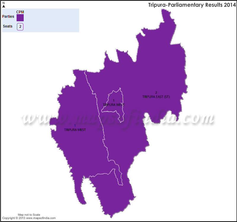 Tripura General (Lok Sabha) Election Results 2014, 2009 and 2004