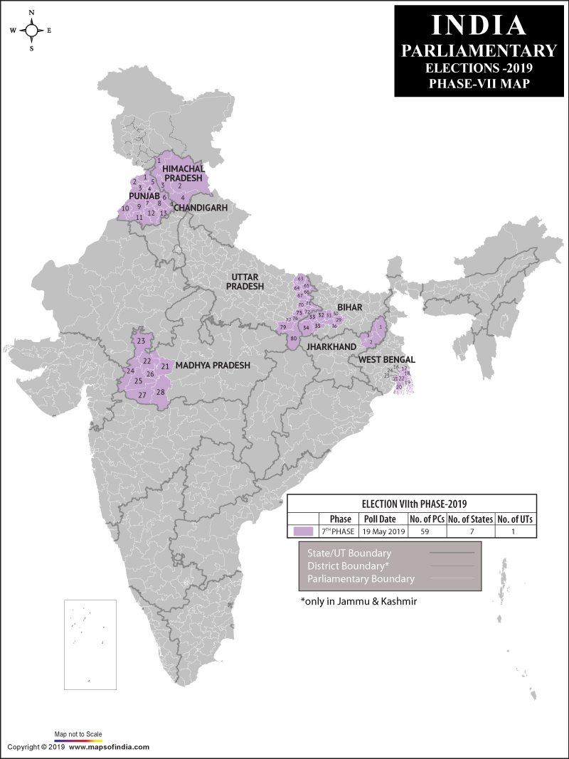 General Election Map 7th Phase