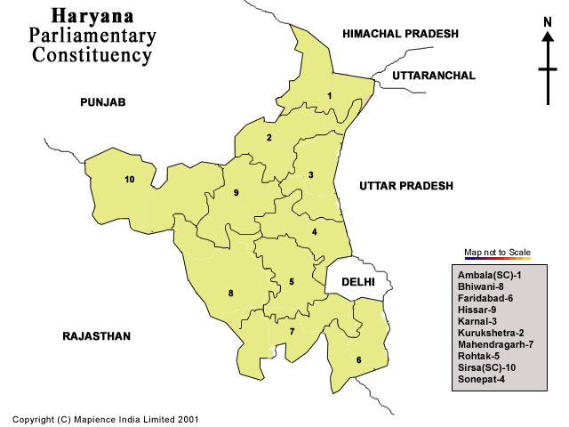 Haryana  Parliamentary Constituency Map