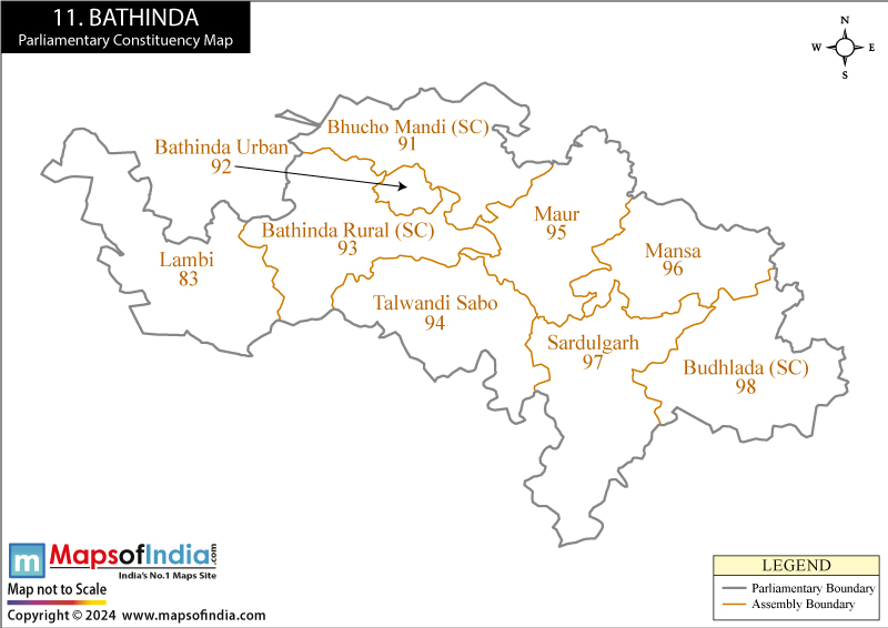 Bathinda Constituencies Map punjab