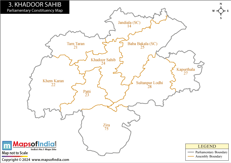 Khadoor Sahib Constituencies Map punjab