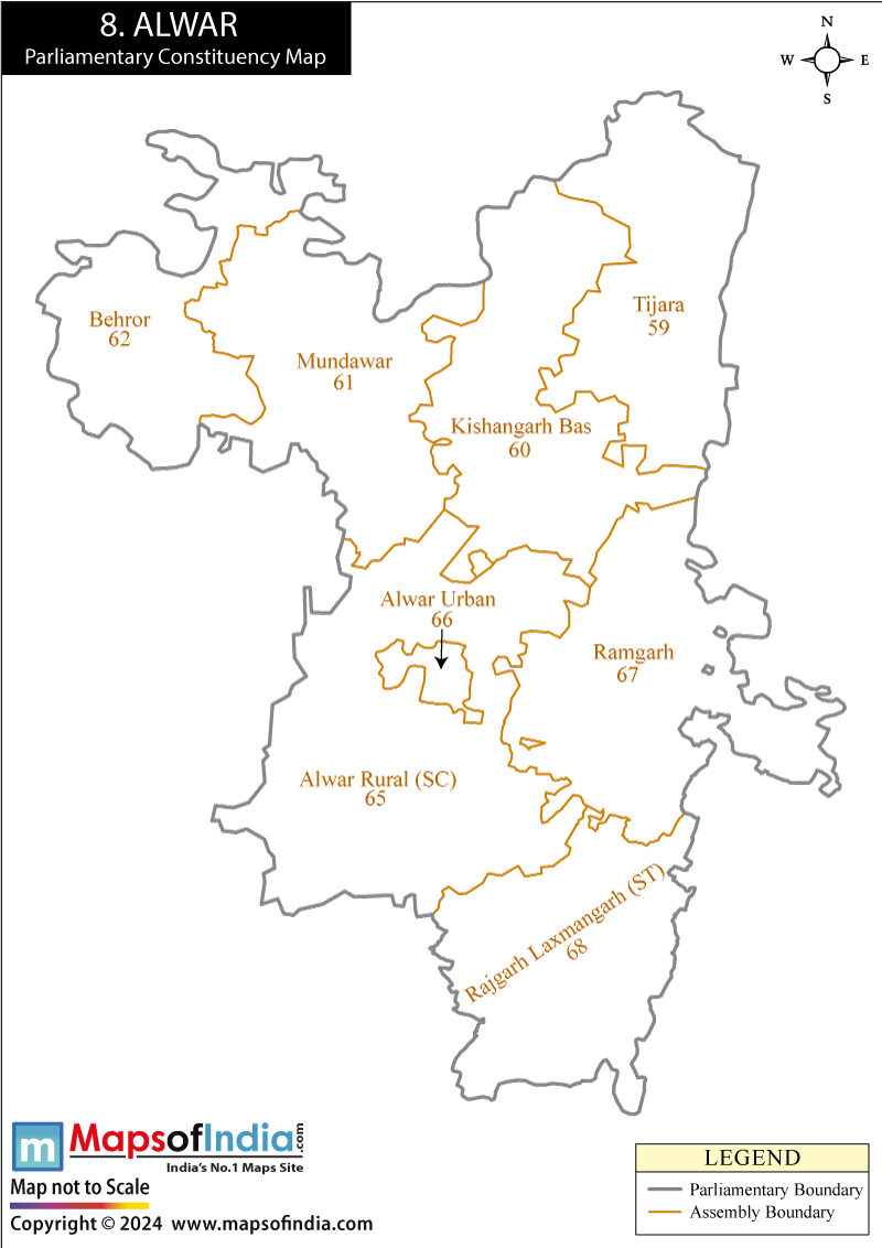 Alwar Constituencies Map Rajasthan