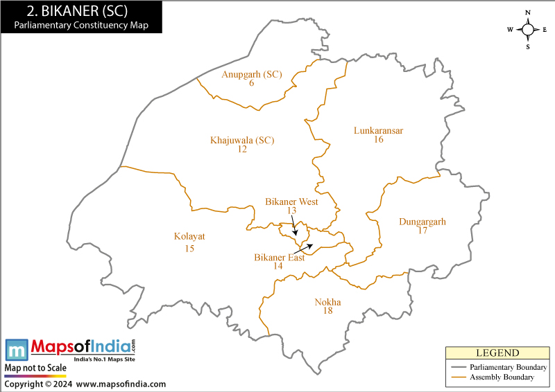 Bikaner Constituencies Map Rajasthan