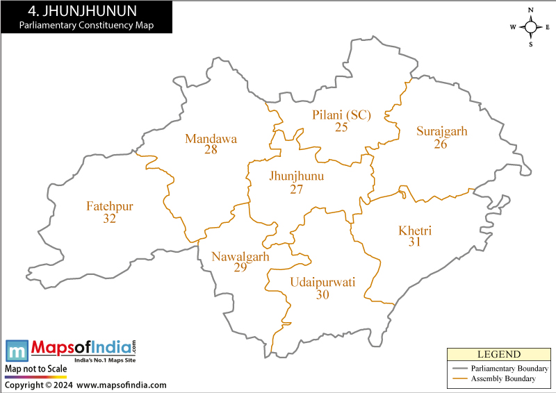 Jhunjhunu Constituencies Map Rajasthan