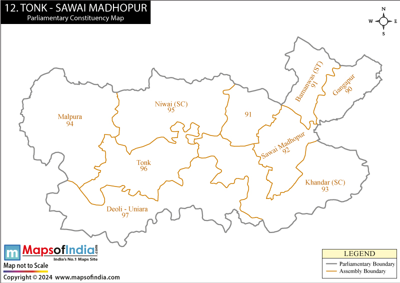 Tonk-Sawai Madhopur Constituencies Map Rajasthan