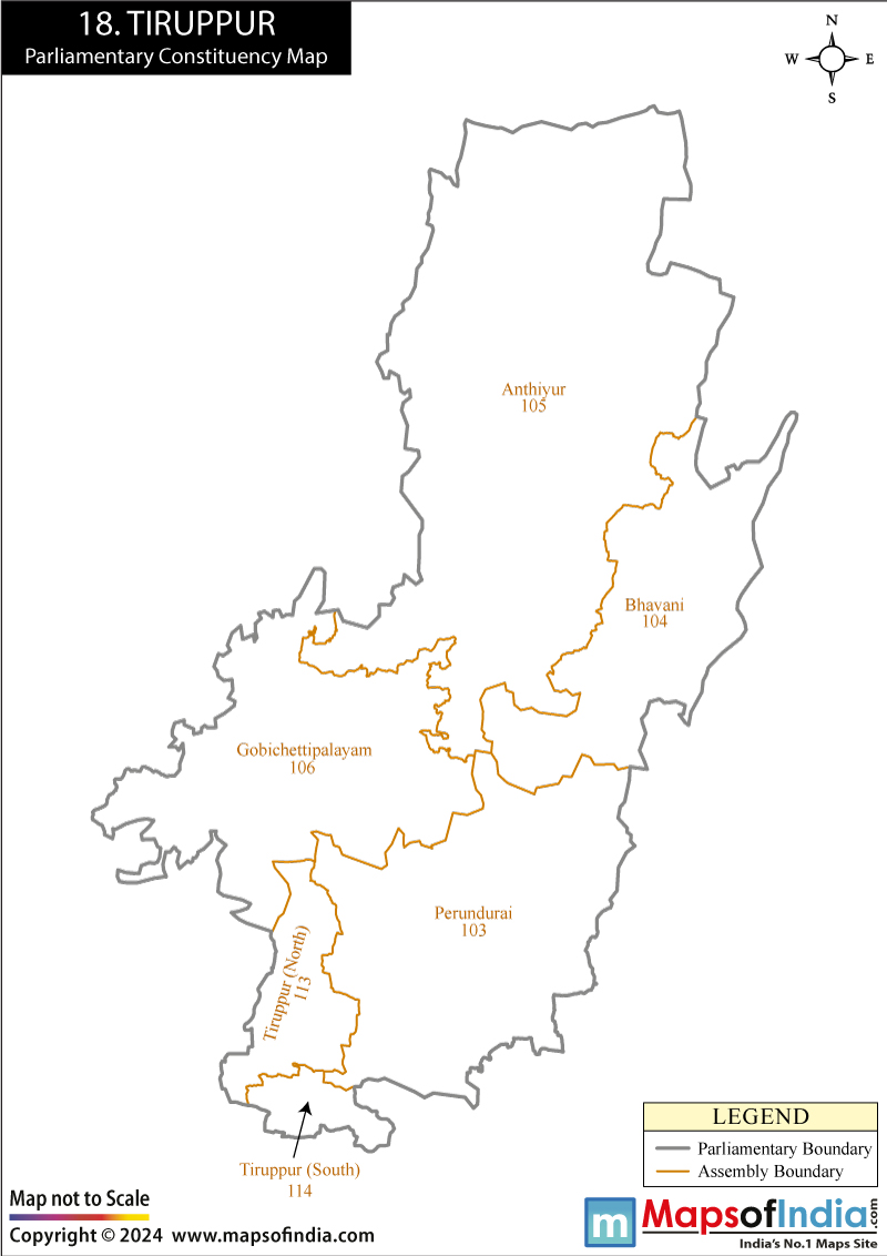 Tirupur Map Tamil Nadu Tiruppur Election Result 2019 - Parliamentary Constituency Map And Winning  Mp