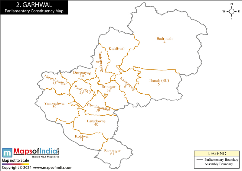 Garhwal Constituencies Map Uttarakhand