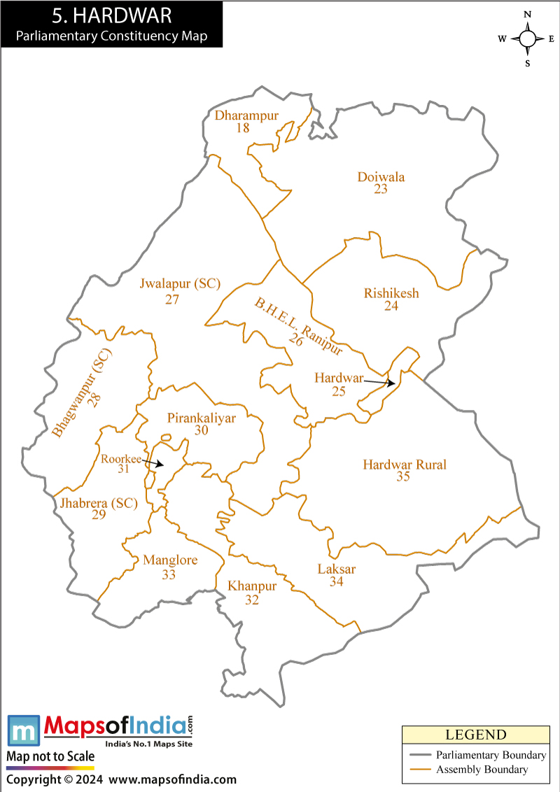 Hardwar Constituencies Map Uttarakhand