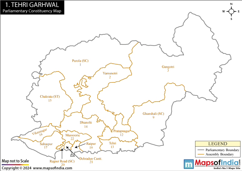 Tehri Garhwal Constituencies Map Uttarakhand
