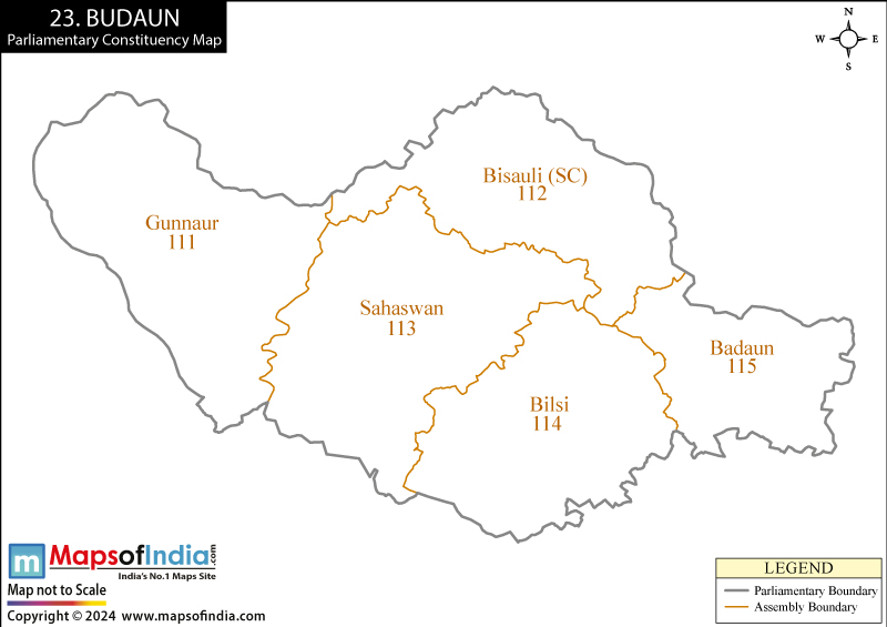 Badaun Map In Up Badaun Election Result 2019 - Parliamentary Constituency Map And Winning Mp
