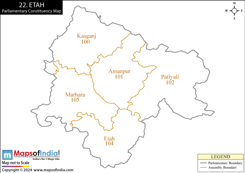 Map of Etah Parliamentary Constituency