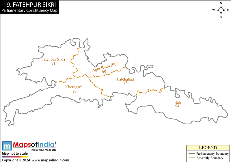 Map of Fatehpur Sikri Parliamentary Constituency