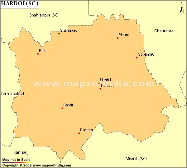 Map of Hardoi Parliamentary Constituency