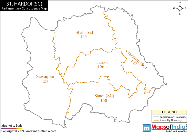 Map of Hardoi Parliamentary Constituency