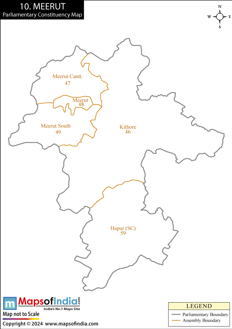 Map of Meerut Parliamentary Constituency