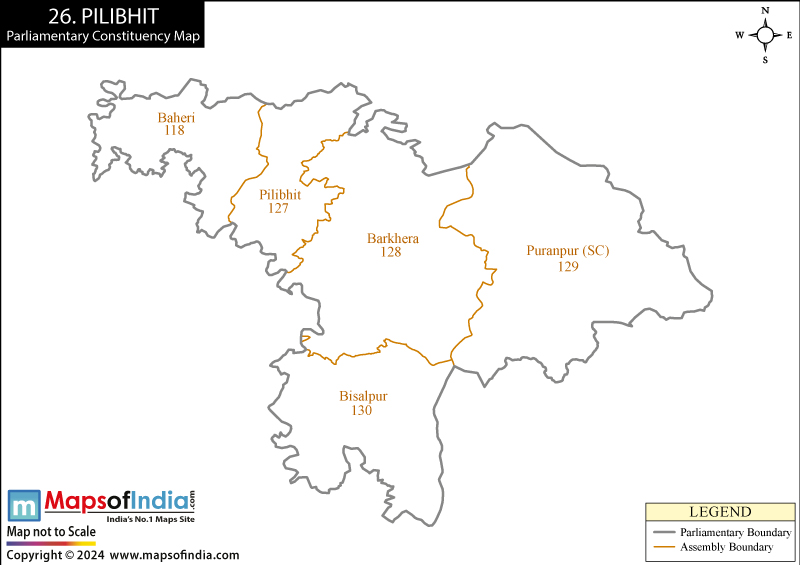 Map of Pilibhit Parliamentary Constituency