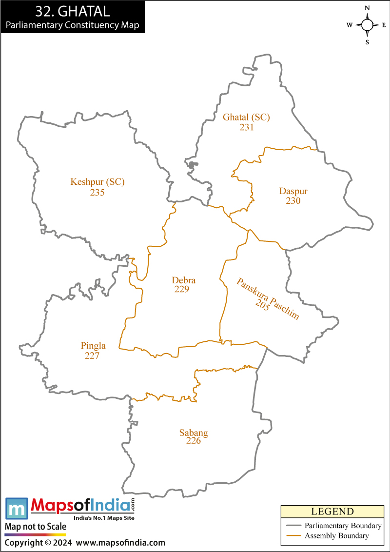Ghatal Parliamentary Constituency Map Ghatal Parliamentary Constituency Map