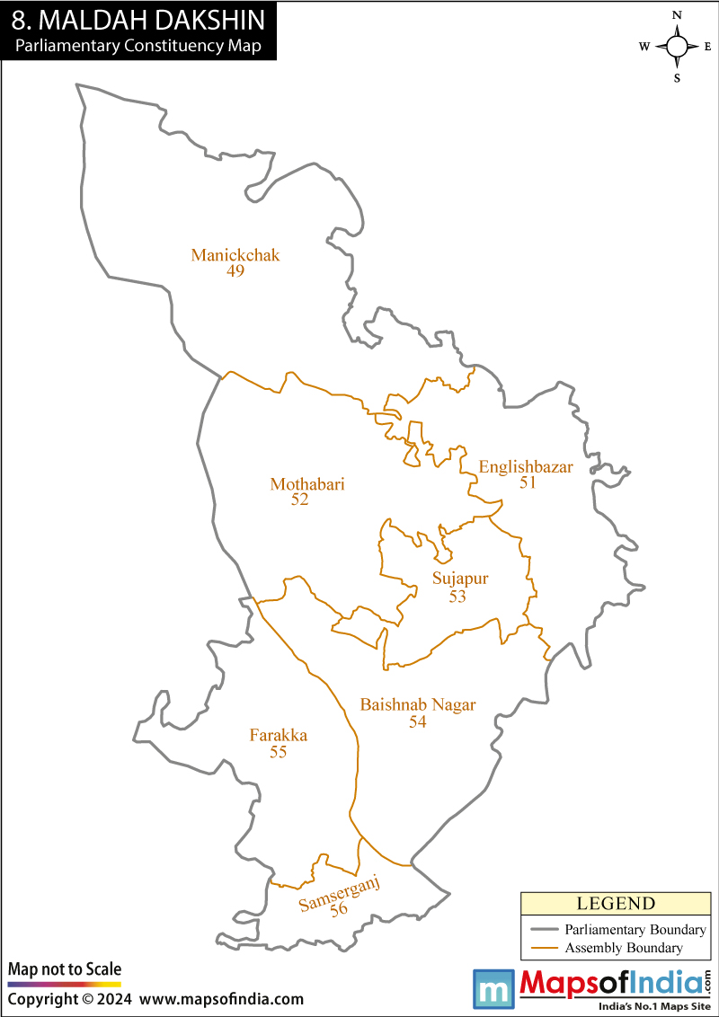 Maldaha Dakshin Parliamentary Constituency Map