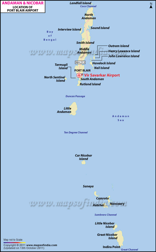 Airport Location Map of Port Blair