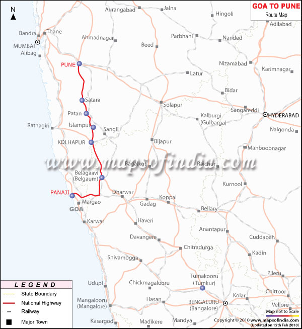 Goa to Pune Route Map