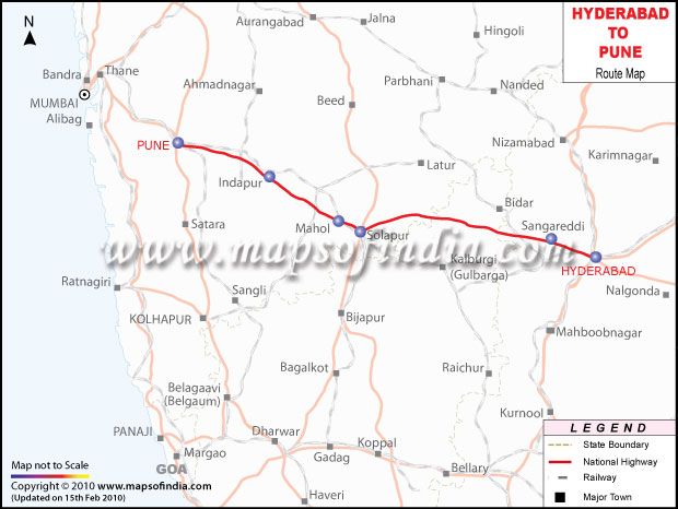 Hyderabad to Pune Route Map