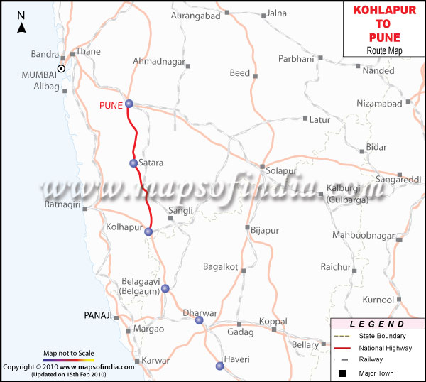 Kolhapur to Pune Route Map